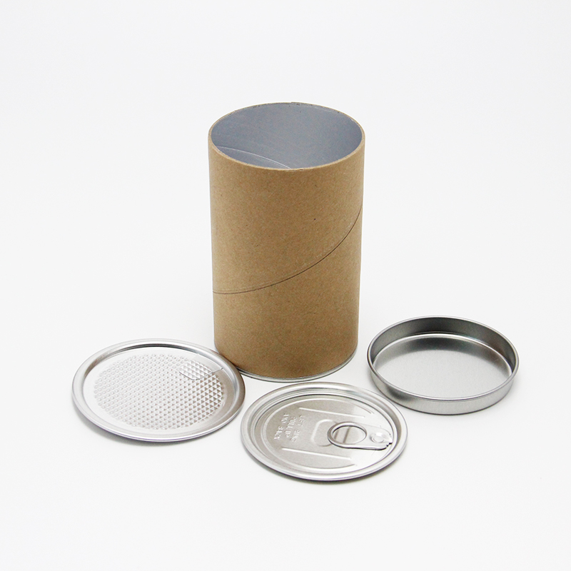 Paper Can Pop Top End Lid Food Grade Paper Canister Eco Friendly Kraft Round Paaging