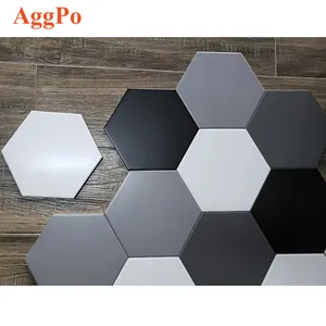 Tijolo hexagonal de cerâmica fosco, tijolo hexagonal de cerâmica para banheiro, varanda, restaurante, cor sólida, preto branco e cinza, azulejos de tijolos de parede