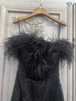 Robe de soirée élégante avec des combinaisons de plumes noires