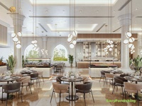 Conception de buffet d'hôtel, comptoir de bar moderne pour restaurant, ensemble de meubles personnalisés pour salle à manger