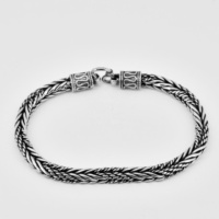 Bracelet en corde fait à la main, Bracelet en argent fait à la main, Bracelet en corde tressée