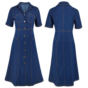 18666 taglie forti da donna in Denim abiti Casual da donna con collo corto a girocollo monopetto da donna abiti in jeans - Product Image 2