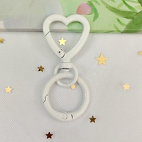 Anneau de ressort rotatif en métal coloré en forme de cœur, petit anneau de ressort rouge pêche, fermoir rotatif pour bijoux, porte-clés, chaîne à bagages, accessoire de bricolage