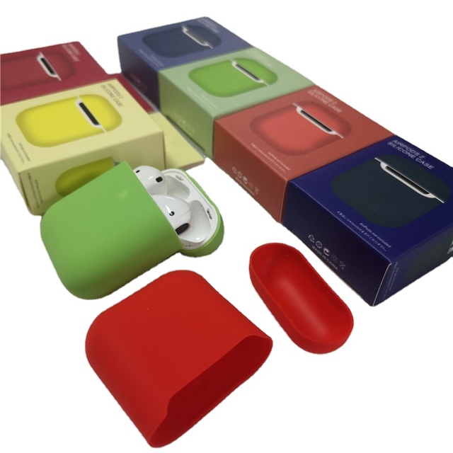 Apple AirPods 1/2 Generation Protective Cover Bluetooth Headset Liquid Silicone Soft Case Solid Color Storage Bag Split Made