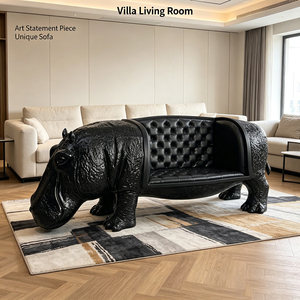 Canapé Lounge Sculpture Hippopotame Art Déco, Coque en FRP, Coussin Doux Capitonnée, Couleur de Tissu Personnalisable, Pour Maison, Villa, Mobilier Commercial - Product Image 2