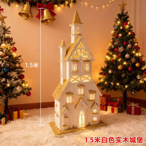 Décoration de Noël en bois, maison de neige illuminée, 7x10.5x9.5 cm, alimentée par piles, pour affichage festif - Product Image 5