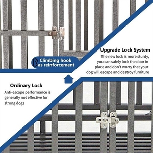 Jaula Resistente para Perros, Plegable, de Alambre Metálico, con Bandeja, Doble <span class=keywords><strong>Puerta</strong></span> y Divisor - Product Image 3