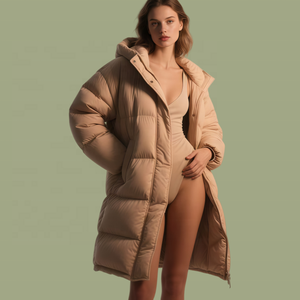 Veste d'oie blanche imperméable d'hiver personnalisée grande taille Ski fermeture éclair coupe-vent dame luxe mode <span class=keywords><strong>doudoune</strong></span> matelassée manteaux pour femmes - Product Image 4