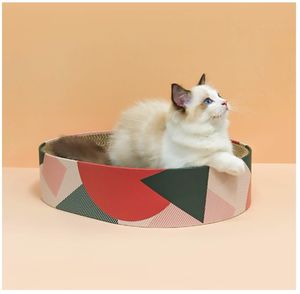 Kat Kartonnen Bed Loungebank Indoor Katten Ovale Vorm Kitty Krabpad Recycle Corrugate Scratcher - Product Image 6