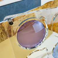 Support d'affichage moderne pour lunettes de soleil en acrylique transparent, écologique, avec miroir, boîte de rangement pour lentilles, accessoires