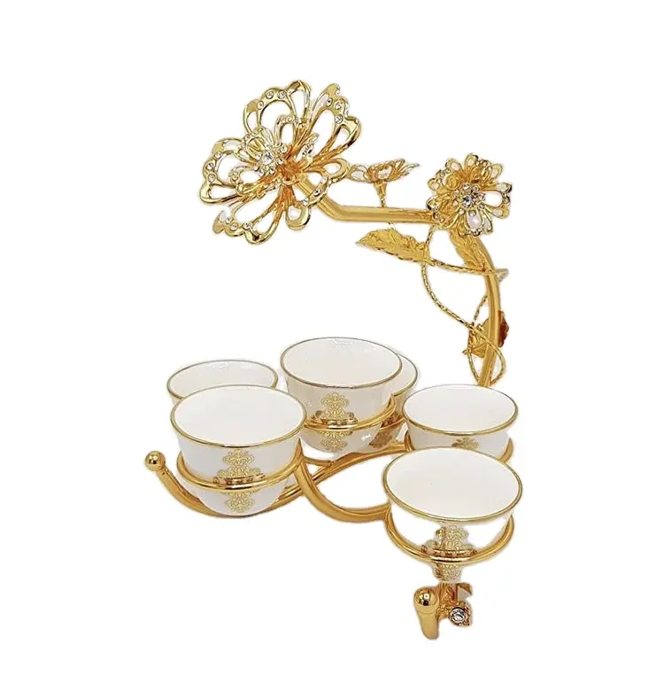 Özel şekil arapça türk altın Metal çay bardağı tutucu ev ofis dekor için