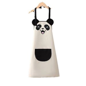 Cute Panda Cartoon PVC Fabric Bib Children's <b>Waterproof</b> Anti-Dressing Overalls for Cleaning Use at Home Sleeved <b>Apron</b> - Product Image 1