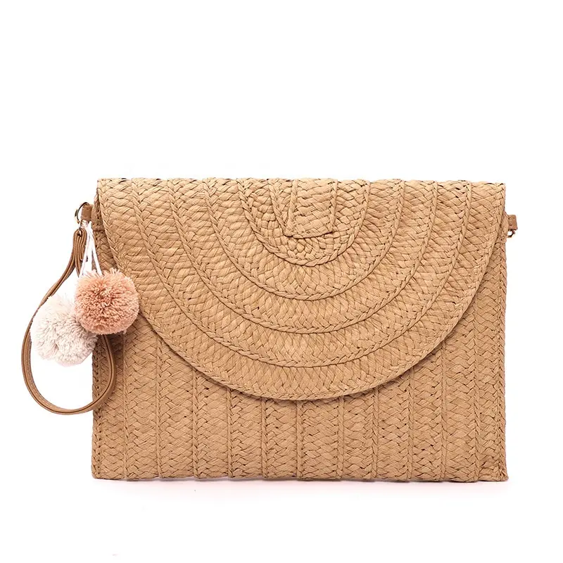 유행 handwoven 밀짚 crossbody 봉투 비치 클러치 지갑 발리 등나무 비치 가방