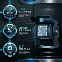 Cámara de Reversa Gran Angular de 170 Grados, Impermeable IP68, con 18 LED de Visión Nocturna, Monitor de Seguridad Trasero para Autobús, Camión, Furgoneta