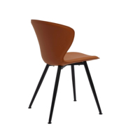 Chaise de salle à manger rembourrée en plastique avec pieds en métal noir, coque ergonomique, design moderne et contemporain pour la maison et la cuisine