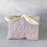Pochette de maquillage portable à fermeture éclair, rayée, style serviette