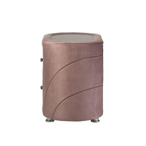 Comodino in Velluto Rosa con Due Cassetti e Gambe in Metallo Cromato, Arredamento per Camera da Letto - Product Image 5