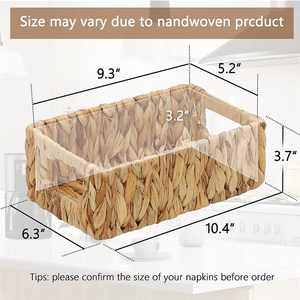Small <strong>10</strong> Inch Woven Rectangle Water Hyacinth Rattan <strong>Storage</strong> <strong>Baskets</strong> Wicker Pantry <strong>Baskets</strong> - Product Image 2