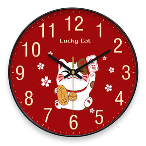 Horloge murale analogique ronde moderne de 12 pouces avec chat porte-bonheur sur le thème de la prospérité de la conception <span class=keywords><strong>Maneki</strong></span>-<span class=keywords><strong>Neko</strong></span> - Product Image 2