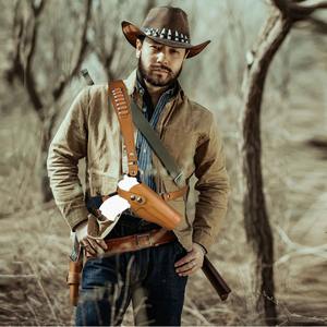 Étui pour pistolet en cuir pour l'extérieur Sac de poitrine à tirage rapide de style cowboy occidental Sac tactique pour activités de plein air - Product Image 3