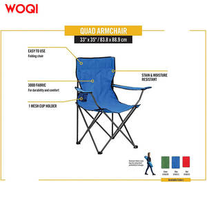 Chaise pliante de camping Woqi bleu royal, structure en aluminium, tissu Oxford, avec porte-gobelet, pour usage extérieur - Product Image 4