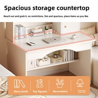 Escritorio de Oficina Moderno Personalizado OEM con Librero Integrado, Escritorio de Computadora de MDF con Gabinete de Almacenamiento y Cajones, Mueble Compacto para Sala de Estar/Estética, para Laptop