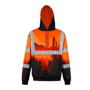 Cartoon Pattern Hi Vis Safety Clothing Pullover Cool Streetwear Reflective Hoodie