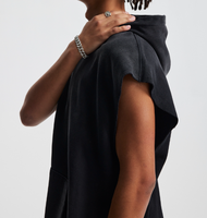 Sweat à capuche sans manches en coton 100% lavé à la vapeur Yukaihe 380gsm, style vintage, délavé, pour homme