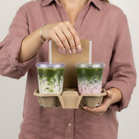Bouteille d'eau réutilisable en plastique double couche avec couvercle et paille, transparente, pour boissons froides, matcha latte, OEM ODM