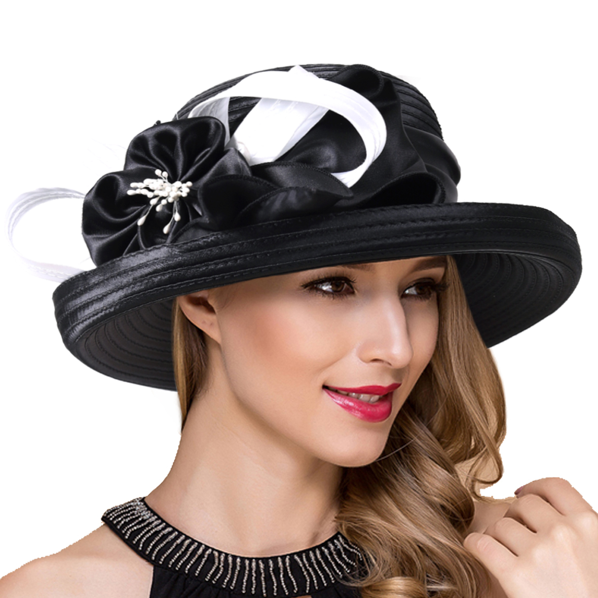 Wholesale Dress Kentucky Derby Satin Church Hats for Women display picture 1