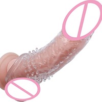 Condones Reutilizables Realistas con Funda para Pene, Artículos Íntimos, Juguetes Sexuales para Hombres, Dildo para Pene, Potenciador de Pene, Juguetes Masculinos para Agrandamiento