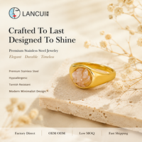 Bague Chevalière Artisanale en Acier Inoxydable avec Grappe de Pierres Brutes, Bijoux Bohèmes Personnalisés, Bagues de Mode Bohème