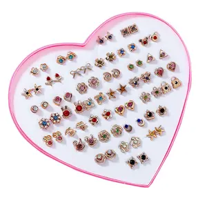 cheap 36 pair per case heart case earring allergy free stick earring discount mixed fancy jewelry