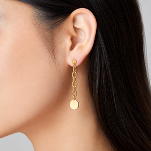 ต่างหูแบบห่วงโซ่สแตนเลสชุบทอง 14K ยาว 50 มม. - Product Image 4
