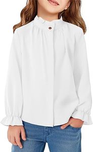 เสื้อนักเรียนหญิงคอตั้ง แขนยาว ลายกลีบบัว สีขาว ลดราคา - Product Image 2
