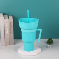 Gobelet 2-en-1 anti-fuite de 900 ml avec paille, bol à collation et bouteille à boisson portable pour le cinéma, le stade et les voyages