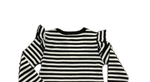 2627 AW moda 100% lana Merino bella ragazza Casual a righe a maniche lunghe T-Shirt a girocollo - Product Image 4