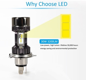 Bombilla LED M8 Ultrabrillante de Doble Lente para Auto/Moto/Bicicleta Eléctrica/Triciclo, Luz Alta y Baja <span class=keywords><strong>H4</strong></span> - Product Image 3