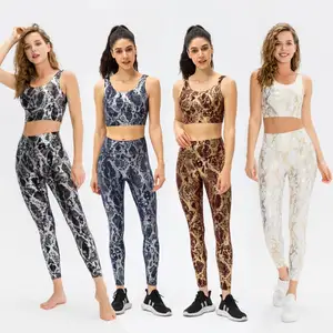 OEM Sportswear 2 Piece Set Women Gym Fitness Wear Workout Animal Print Yoga Pants Sets