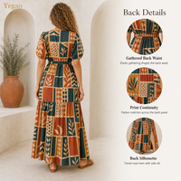 Robe longue Yegao pour femme, décontractée d'été, col en V, manches bouffantes, ourlet étagé, 100% coton, taille naturelle, plage, sur mesure, Chine