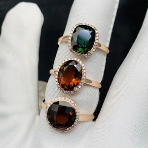Xinfly Men's Luxury 18k Gold <b>Finger</b> <b>Ring</b> with Natural Diamond Tourmaline Gemstone Minimalist Design for Wedding Engagement Party - Product Image 2