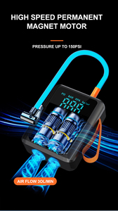 Compresseur d'<span class=keywords><strong>air</strong></span> portable avec écran LED numérique, éclairage d'urgence, moniteur de pression des pneus 150 psi - Product Image 4