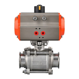Vanne à bille pneumatique en acier inoxydable 304, 2 pouces, trois pièces, installation rapide, pour utilisation hygiénique de qualité alimentaire - Product Image 1