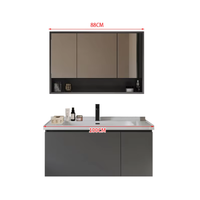 Meubles de salle de bain d'hôtel modernes et luxueux, résistants à l'eau, avec miroir LED intelligent argenté, vasque miroir suspendue en bois massif