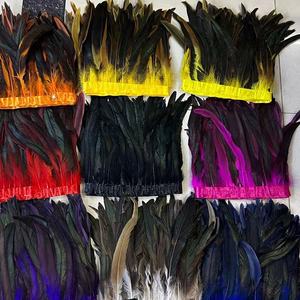 激安セール ダイレクト染め 天然オンドリ尾羽根 トリムフリンジ コークボア カーニバル パーティー コスチューム ドレス デコレーション用 - Product Image 2