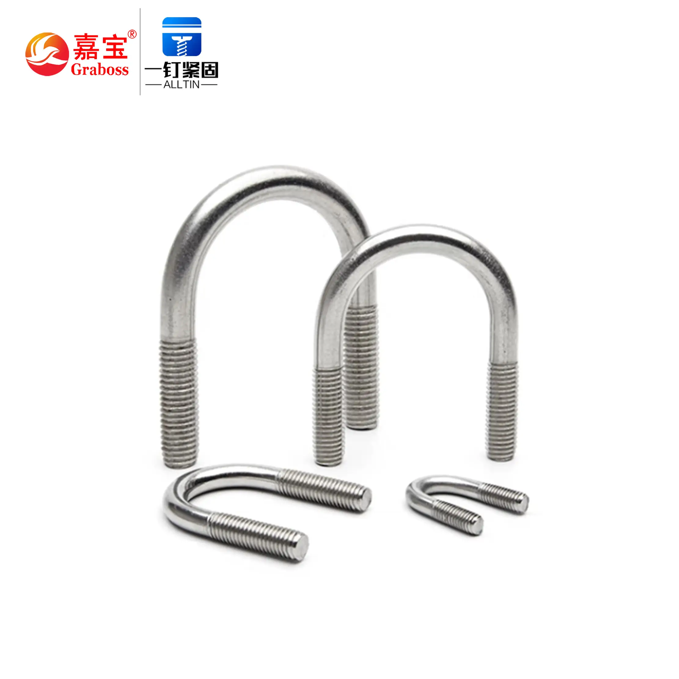 Different sizes 304/316 stainless steel round U type bolt carbon steel u-bolts DIN3570 U bolt clamp pipe M6-M12