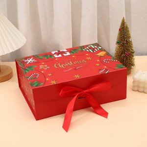 EVERWIN Christmas <b>Gift</b> Boxes With Ribbon Red Green Patterned Rigid Paperboard Folding Packaging <b>Box</b> For Holiday Festive <b>Presents</b> - Product Image 6