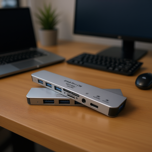 Db Ethos 8 In 1 <b>Usb</b> C <b>Hub</b> Aluminium Type C Adapter Docking Station With Hdmi Sd Card Reader For Computer Data Transfer Charging - Product Image 2