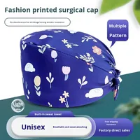 Unisex yumuşak Polyester Spandex dokuma cerrahi kapaklar-olmayan presleme nefes çiçek tasarım doktor hemşireler için hastane aksesuarları