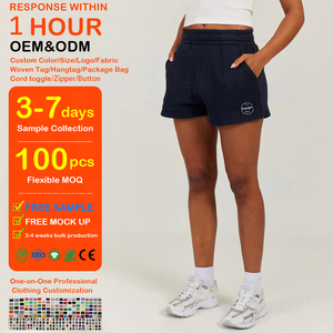 Shorts Deportivos Transpirables Personalizados al por Mayor para Mujer, Shorts de Gimnasio de Cintura Alta, Elásticos, Bordados, con Bolsillo, para Verano - Product Image 1